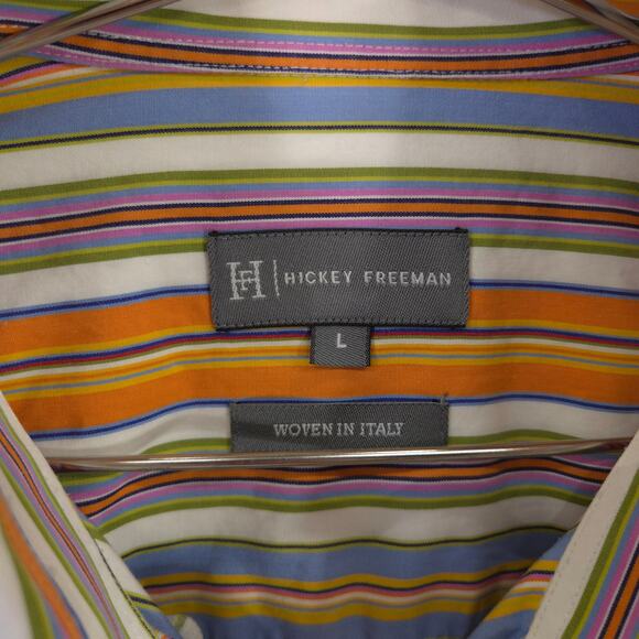 Hickey Freeman Shirt Mens L Colorful Striped Button Up Long Sleeve Casual Preppy - Picture 8 of 9